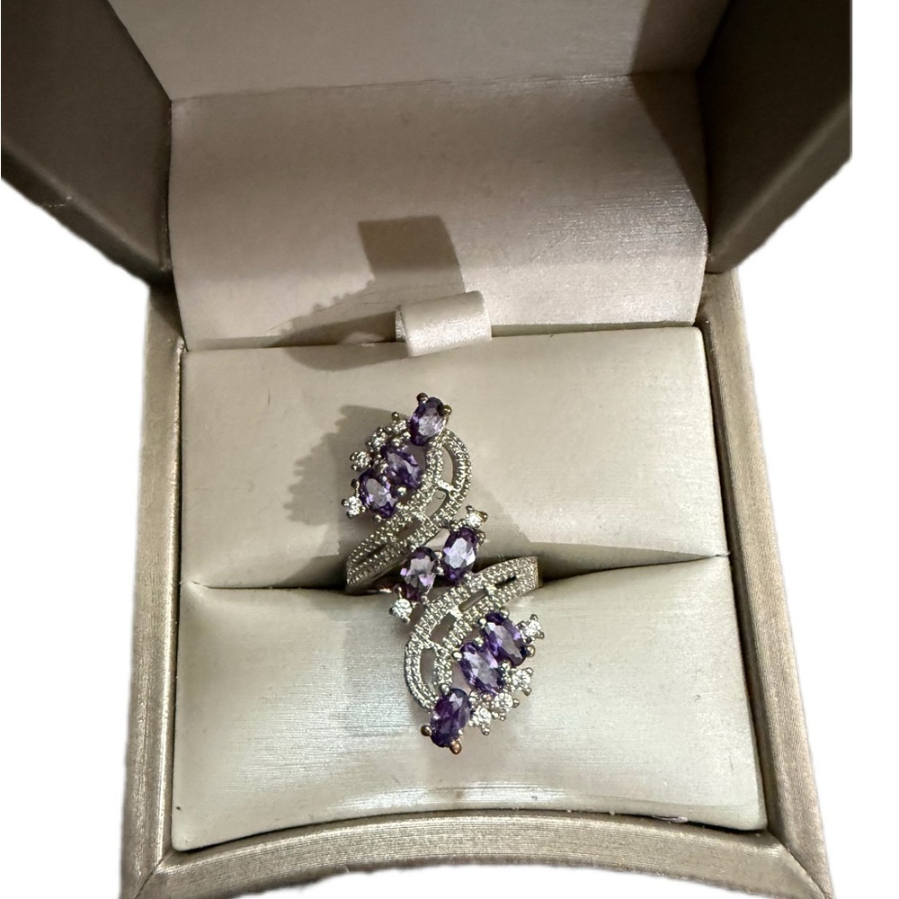 Elegant Purple and Silver Toned  Women's Fashion Ring